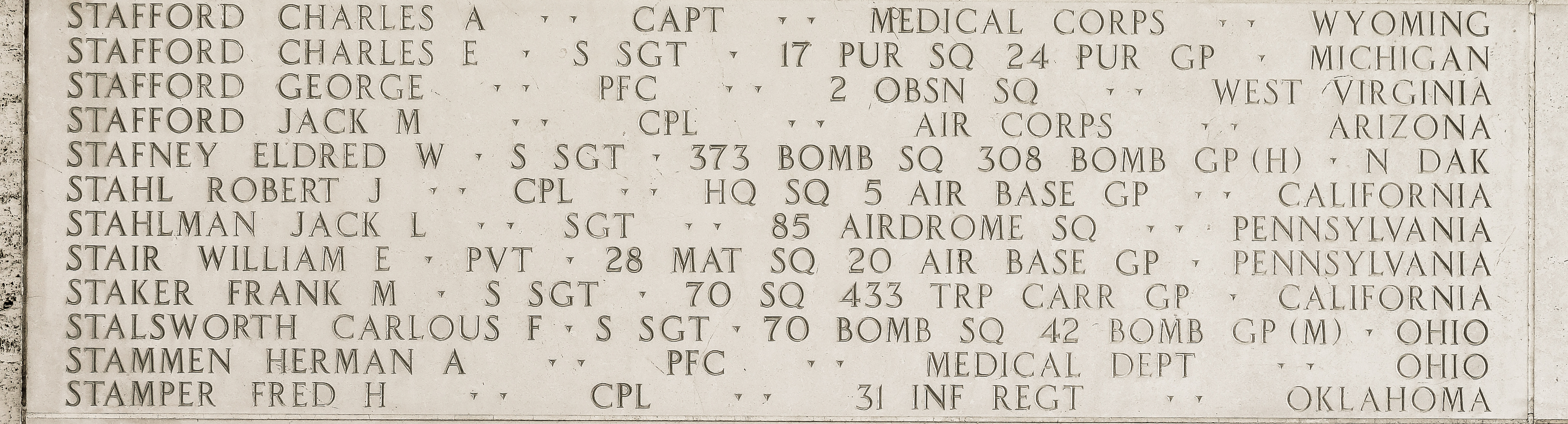 Frank M. Staker, Staff Sergeant